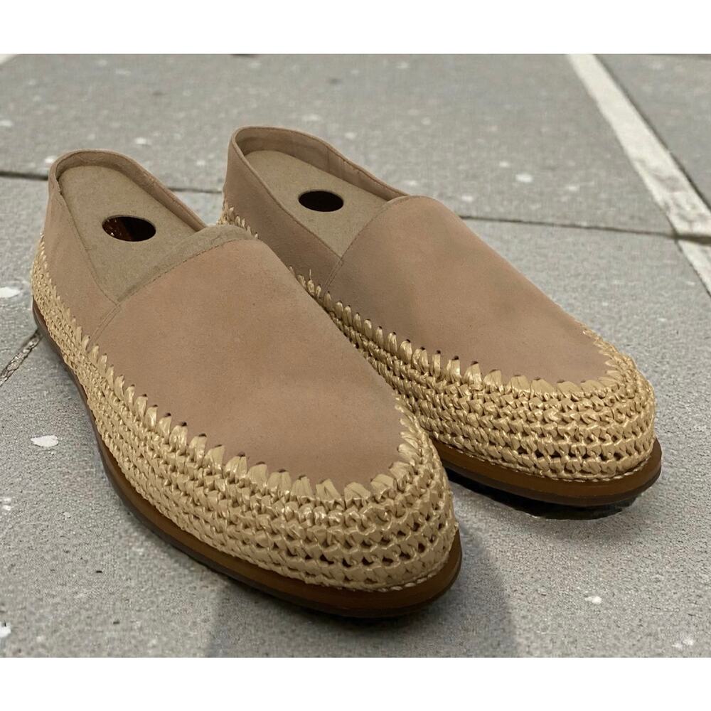 Schultz‎ Suede Loafers straw detailing size 7.5 beige